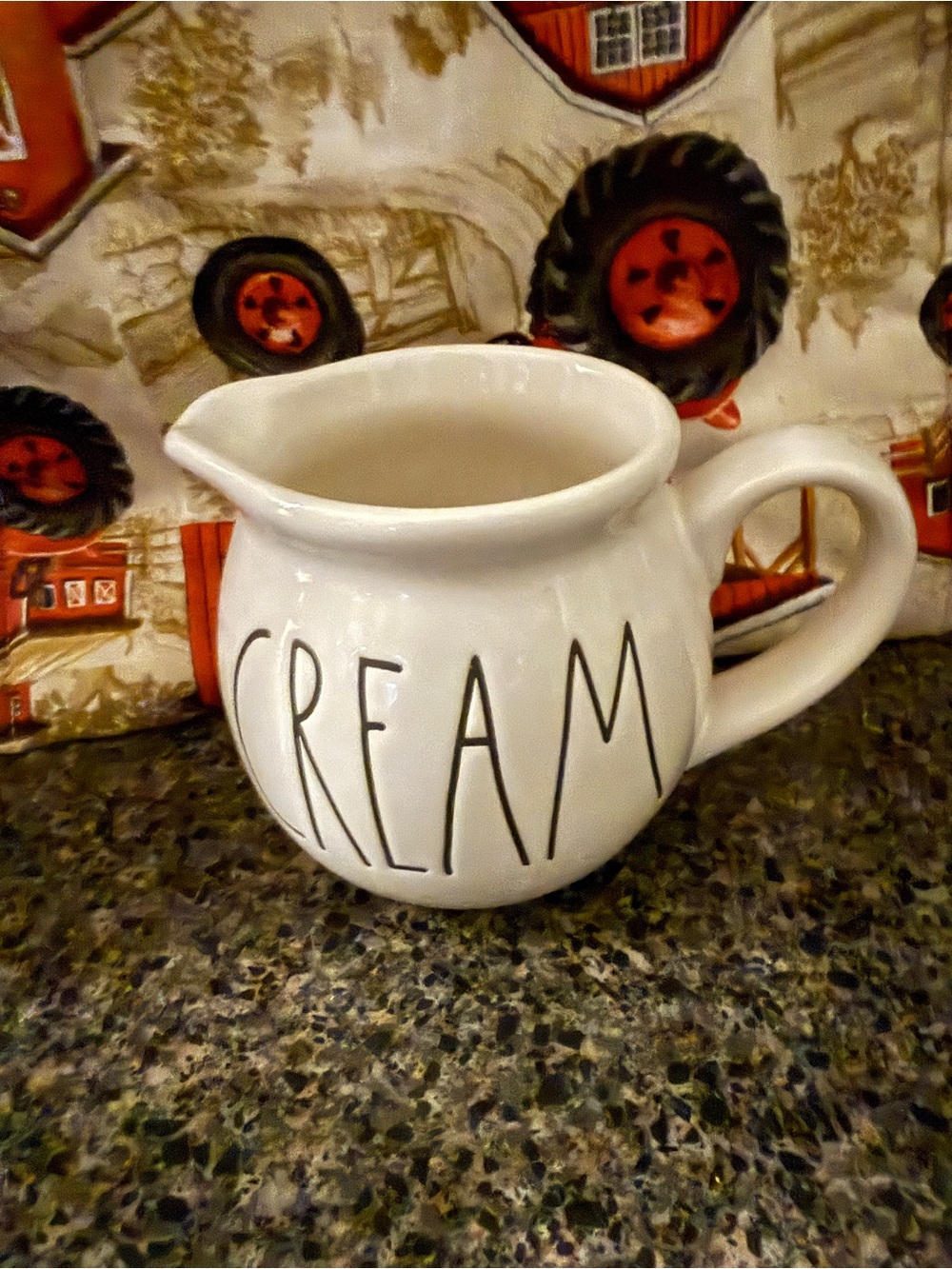 White Ceramic Creamer Pitcher with 'CREAM' Text